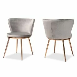 Wholesale 🔔 Baxton Studio Farah Grey And Rose Gold Finished Dining Chair (Set Of 2) 🔥