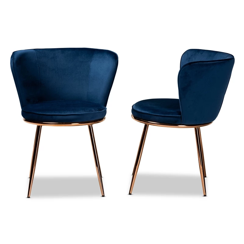 Promo ⌛ Baxton Studio Farah Navy Blue And Rose Gold Finished Dining Chair (Set Of 2) 🔥 3 Promo ⌛ Baxton Studio Farah Navy Blue And Rose Gold Finished Dining Chair (Set Of 2) 🔥