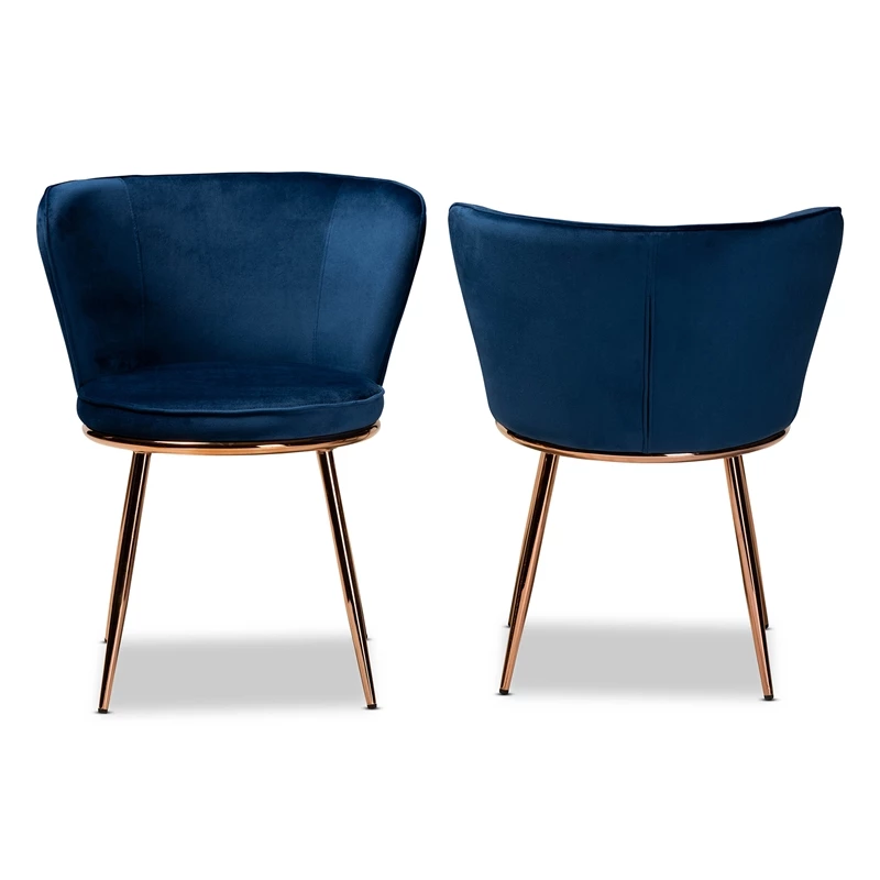 Promo ⌛ Baxton Studio Farah Navy Blue And Rose Gold Finished Dining Chair (Set Of 2) 🔥 5 Promo ⌛ Baxton Studio Farah Navy Blue And Rose Gold Finished Dining Chair (Set Of 2) 🔥 - Image 3