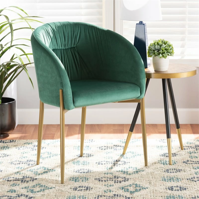 Flash Sale ⭐ Baxton Studio Ballard Green Velvet Fabric And Gold Finished Metal Dining Chair 👏 11 Flash Sale ⭐ Baxton Studio Ballard Green Velvet Fabric And Gold Finished Metal Dining Chair 👏 - Image 9
