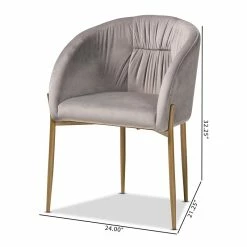 Discount 😉 Baxton Studio Ballard Grey Velvet Fabric And Gold Finished Metal Dining Chair 😀 -Cheap Office Chairs Store 2336043 10 L