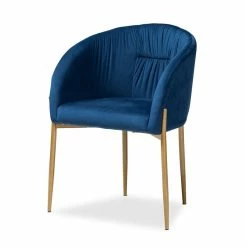 Deals ✨ Baxton Studio Ballard Navy Blue Velvet And Gold Finished Metal Dining Chair ⭐ -Cheap Office Chairs Store 2336044 1 L