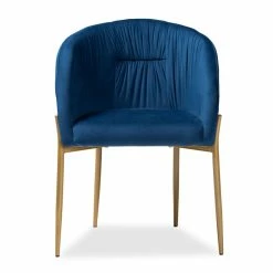 Deals ✨ Baxton Studio Ballard Navy Blue Velvet And Gold Finished Metal Dining Chair ⭐ -Cheap Office Chairs Store 2336044 2 L