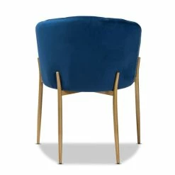 Deals ✨ Baxton Studio Ballard Navy Blue Velvet And Gold Finished Metal Dining Chair ⭐ -Cheap Office Chairs Store 2336044 4 L