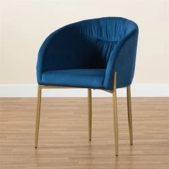 Deals ✨ Baxton Studio Ballard Navy Blue Velvet And Gold Finished Metal Dining Chair ⭐ -Cheap Office Chairs Store 2336044 9 L