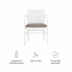 Hot Sale ✔️ Linon Riker Wood Commercial Grade Woven Arm Chair In White 🎁 -Cheap Office Chairs Store 2341077 11 L