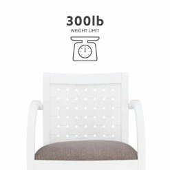 Hot Sale ✔️ Linon Riker Wood Commercial Grade Woven Arm Chair In White 🎁 -Cheap Office Chairs Store 2341077 12 L