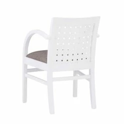 Hot Sale ✔️ Linon Riker Wood Commercial Grade Woven Arm Chair In White 🎁 -Cheap Office Chairs Store 2341077 3 L