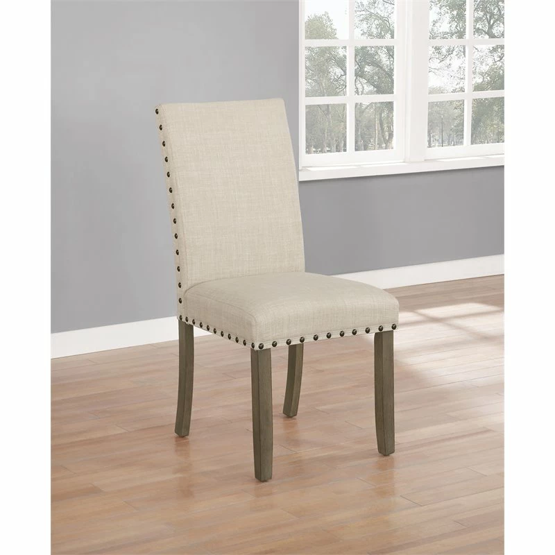 Outlet โ๏ธ Coaster Coleman Upholstered Side Chair In Beige And Rustic Brown ๐ฏ 4 Outlet โ๏ธ Coaster Coleman Upholstered Side Chair In Beige And Rustic Brown ๐ฏ - Image 2