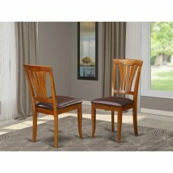 Deals 🌟 East West Furniture Avon 36" Faux Leather Dining Chairs In Brown (Set Of 2) 🎉 -Cheap Office Chairs Store 2352191 1 L