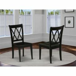 Best Sale 👍 East West Furniture Clarksville 11" Wood Dining Chairs In Black (Set Of 2) 🔔 -Cheap Office Chairs Store 2352225 1 L