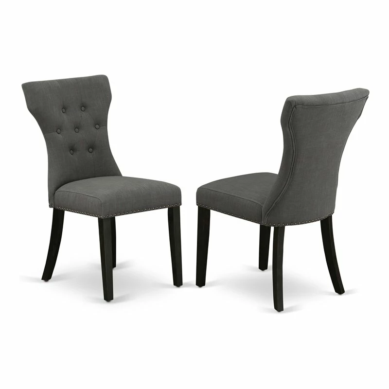Budget ๐ East West Furniture Gallitin 41" Fabric Dining Chairs In Black/Gray (Set Of 2) ๐ 3 Budget ๐ East West Furniture Gallitin 41" Fabric Dining Chairs In Black/Gray (Set Of 2) ๐