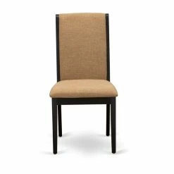 Hot Sale 😉 East West Furniture Lancy 39" Fabric Dining Chairs In Black/Brown (Set Of 2) ✔️ -Cheap Office Chairs Store 2352354 3 L