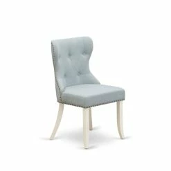 Buy 🔔 East West Furniture Sion 36" Fabric Dining Chairs In White/Blue (Set Of 2) 😀 -Cheap Office Chairs Store 2352360 2 L