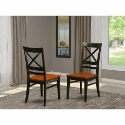 Promo 🥰 East West Furniture Quincy 10" Wood Dining Chairs In Black/Cherry (Set Of 2) 🥰 -Cheap Office Chairs Store 2352392 1 L