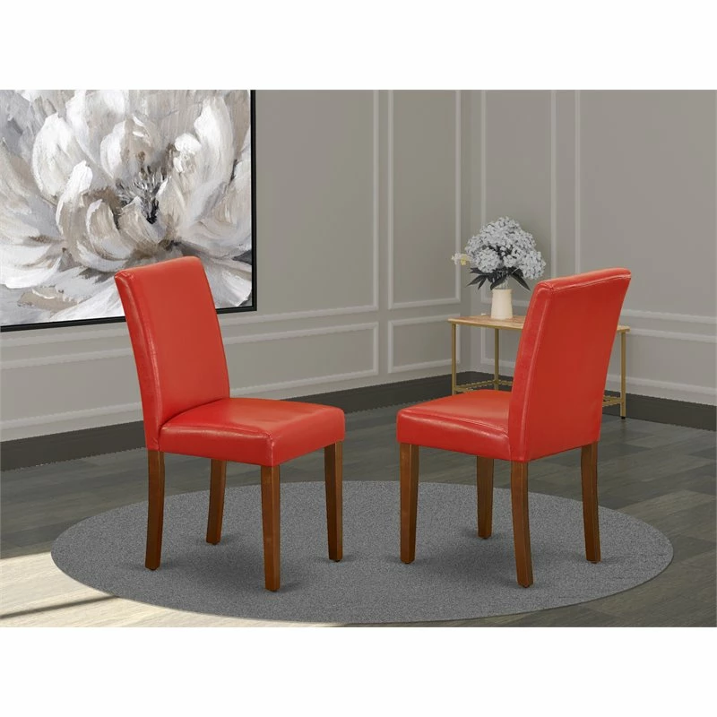 Cheapest 🎉 East West Furniture Abbott 35" Leather Dining Chairs In Mahogany/Red (Set Of 2) 😉 4 Cheapest 🎉 East West Furniture Abbott 35" Leather Dining Chairs In Mahogany/Red (Set Of 2) 😉 - Image 2