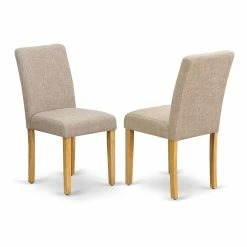 Top 10 🔔 East West Furniture Abbott 35" Linen Dining Chairs In Oak/Beige (Set Of 2) 🌟