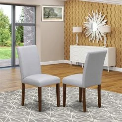 Best Sale ✔️ East West Furniture Abbott 35" Linen Dining Chairs In Walnut/Gray (Set Of 2) ❤️ -Cheap Office Chairs Store 2352424 1 L