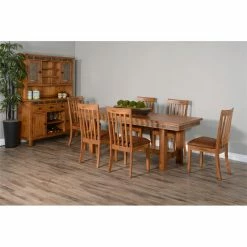 Deals ⭐ Sunny Designs Sedona 19" Traditional Mindi Wood Slatback Chair In Rustic Oak 🎁 -Cheap Office Chairs Store 2352979 6 L