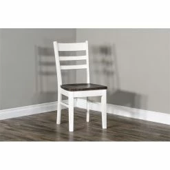 Budget 🛒 Sunny Designs Carriage House 18" Wood Ladderback Chair In White/Dark Brown 😉 -Cheap Office Chairs Store 2352998 2 L