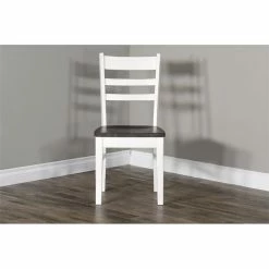 Budget 🛒 Sunny Designs Carriage House 18" Wood Ladderback Chair In White/Dark Brown 😉 -Cheap Office Chairs Store 2352998 3 L