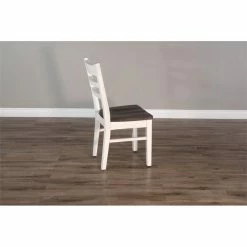 Budget 🛒 Sunny Designs Carriage House 18" Wood Ladderback Chair In White/Dark Brown 😉 -Cheap Office Chairs Store 2352998 4 L