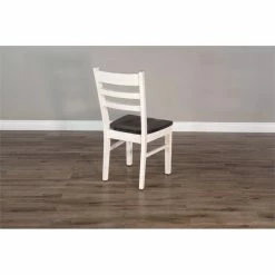 Budget 🛒 Sunny Designs Carriage House 18" Wood Ladderback Chair In White/Dark Brown 😉 -Cheap Office Chairs Store 2352998 5 L