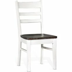 Budget 🛒 Sunny Designs Carriage House 18" Wood Ladderback Chair In White/Dark Brown 😉