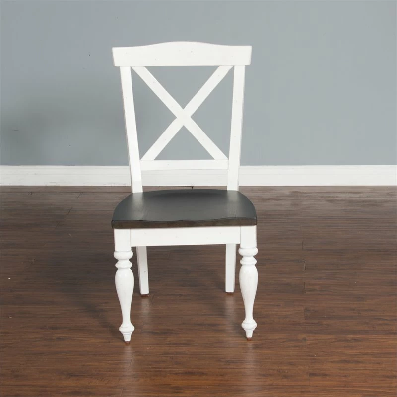 Brand new 💯 Sunny Designs Carriage House 41" Wood Crossback Chair In White/Dark Brown ❤️ 6 Brand new 💯 Sunny Designs Carriage House 41" Wood Crossback Chair In White/Dark Brown ❤️ - Image 4