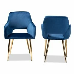 Buy 🎉 Bowery Hill Germaine Navy Blue Velvet Metal Dining Chairs (Set Of 2) 😉 11 Buy 🎉 Bowery Hill Germaine Navy Blue Velvet Metal Dining Chairs (Set Of 2) 😉 -Cheap Office Chairs Store 2353983 1 L