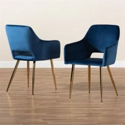 Buy 🎉 Bowery Hill Germaine Navy Blue Velvet Metal Dining Chairs (Set Of 2) 😉 16 Buy 🎉 Bowery Hill Germaine Navy Blue Velvet Metal Dining Chairs (Set Of 2) 😉 -Cheap Office Chairs Store 2353983 6 L