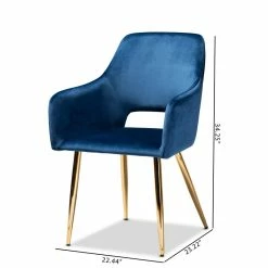 Buy 🎉 Bowery Hill Germaine Navy Blue Velvet Metal Dining Chairs (Set Of 2) 😉 17 Buy 🎉 Bowery Hill Germaine Navy Blue Velvet Metal Dining Chairs (Set Of 2) 😉 -Cheap Office Chairs Store 2353983 7 L