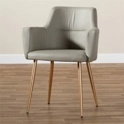 Brand new 🎉 Bowery Hill Beige Upholstered Gold Metal Dining Chair 💯 -Cheap Office Chairs Store 2359858 7 L