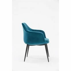 Outlet 🎉 Benzara Velvet Upholstered Dining Chair With Padded Seat And Tapered Legs In Blue 👏 -Cheap Office Chairs Store 2369453 2 L