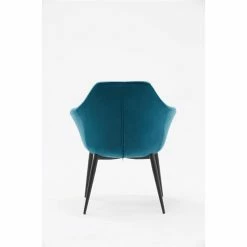 Outlet 🎉 Benzara Velvet Upholstered Dining Chair With Padded Seat And Tapered Legs In Blue 👏 -Cheap Office Chairs Store 2369453 3 L