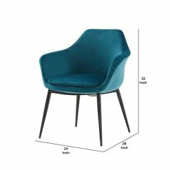 Outlet 🎉 Benzara Velvet Upholstered Dining Chair With Padded Seat And Tapered Legs In Blue 👏 -Cheap Office Chairs Store 2369453 4 L
