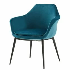 Outlet ๐ Benzara Velvet Upholstered Dining Chair With Padded Seat And Tapered Legs In Blue ๐
