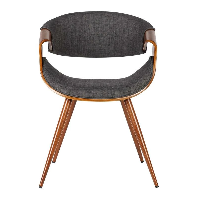 Outlet 🔥 Benzara Curved Back Fabric Dining Chair With Round Tapered Legs In Brown And Gray 🔔 4 Outlet 🔥 Benzara Curved Back Fabric Dining Chair With Round Tapered Legs In Brown And Gray 🔔 - Image 2