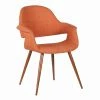 Outlet 🎁 Benzara Fabric Mid Century Dining Chair With Round Tapered Legs In Orange And Brown 🧨 -Cheap Office Chairs Store 2369545 L