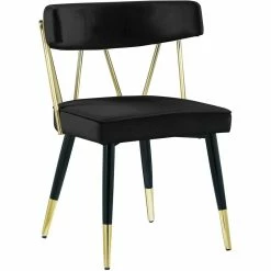 Best Sale 🎉 Meridian Furniture Rheingold Black Velvet Dining Chair (Set Of 2) ⌛ -Cheap Office Chairs Store 2370917 2 L