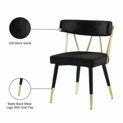 Best Sale 🎉 Meridian Furniture Rheingold Black Velvet Dining Chair (Set Of 2) ⌛ -Cheap Office Chairs Store 2370917 5 L