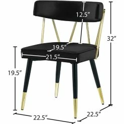 Best Sale 🎉 Meridian Furniture Rheingold Black Velvet Dining Chair (Set Of 2) ⌛ -Cheap Office Chairs Store 2370917 6 L