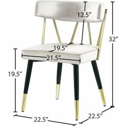 Outlet ❤️ Meridian Furniture Rheingold Cream Velvet Dining Chair (Set Of 2) 🤩 -Cheap Office Chairs Store 2370918 4 L