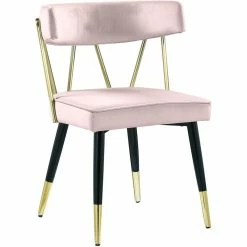 Promo 🛒 Meridian Furniture Rheingold Pink Velvet Dining Chair (Set Of 2) 🔔 -Cheap Office Chairs Store 2370922 2 L