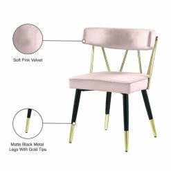 Promo 🛒 Meridian Furniture Rheingold Pink Velvet Dining Chair (Set Of 2) 🔔 -Cheap Office Chairs Store 2370922 5 L