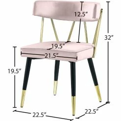 Promo 🛒 Meridian Furniture Rheingold Pink Velvet Dining Chair (Set Of 2) 🔔 -Cheap Office Chairs Store 2370922 6 L
