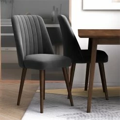 Brand new 😍 Ashcroft Aurelia Mid-Century Modern Velvet Dining Chair In Grey (Set Of 2) 🎉 -Cheap Office Chairs Store 2382266 27 L