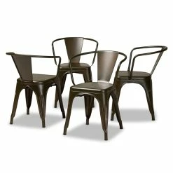 Cheap 🤩 Baxton Studio Ryland Brown Finished Metal Dining Chair (Set Of 4) 🥰