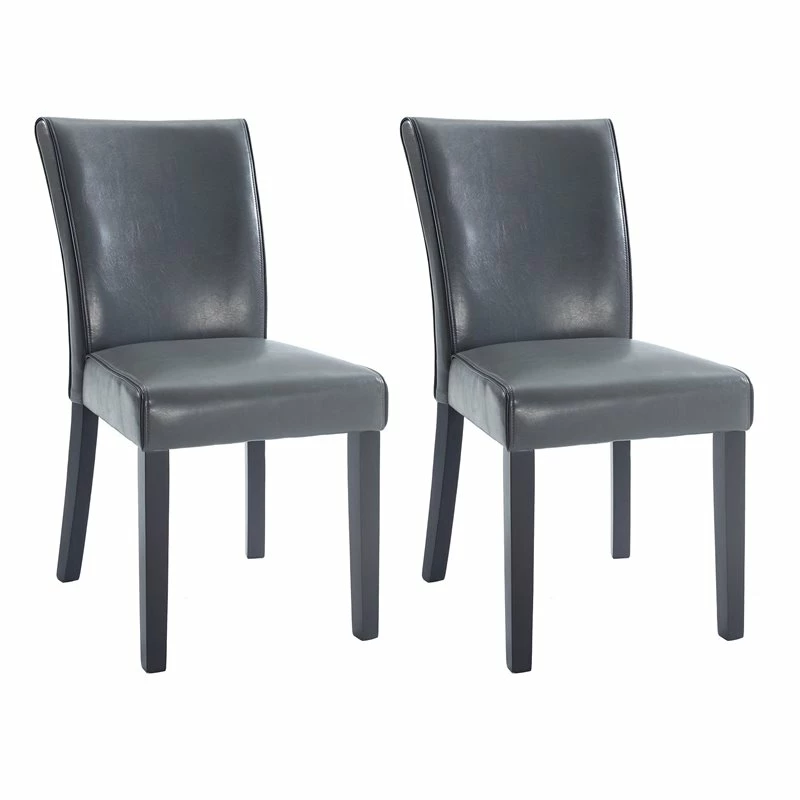 Cheap ๐ Milan Meadow Bonded Leather Parson Chair With Carved Back In Gray (Set Of 2) ๐ 3 Cheap ๐ Milan Meadow Bonded Leather Parson Chair With Carved Back In Gray (Set Of 2) ๐