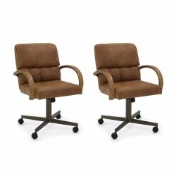 Budget ❤️ Chromcraft Douglas Swivel Dining Arm Chair In Chestnut And Bronze (Set Of 2) 🔔